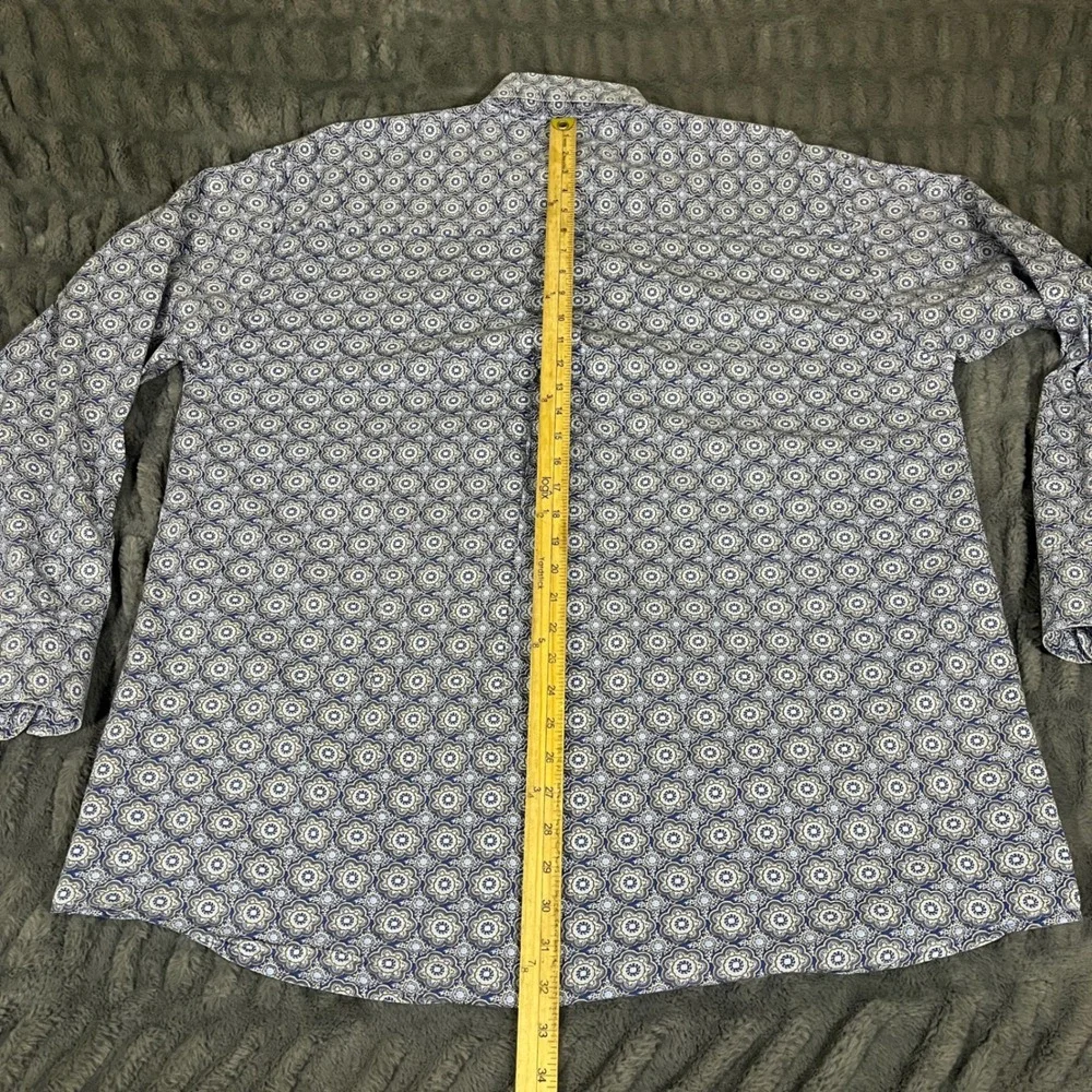 George Strait Collection by Wrangler Men Blue Floral Medallion Western Shirt XXL